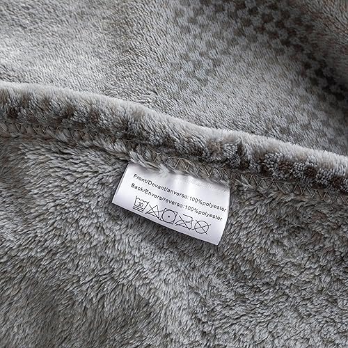 Miniatura 7 de Vannokor Manta de franela súper suave gris para cama, manta ligera y acogedora para sofá y sofá, manta decorativa de franela de felpa jacquard para