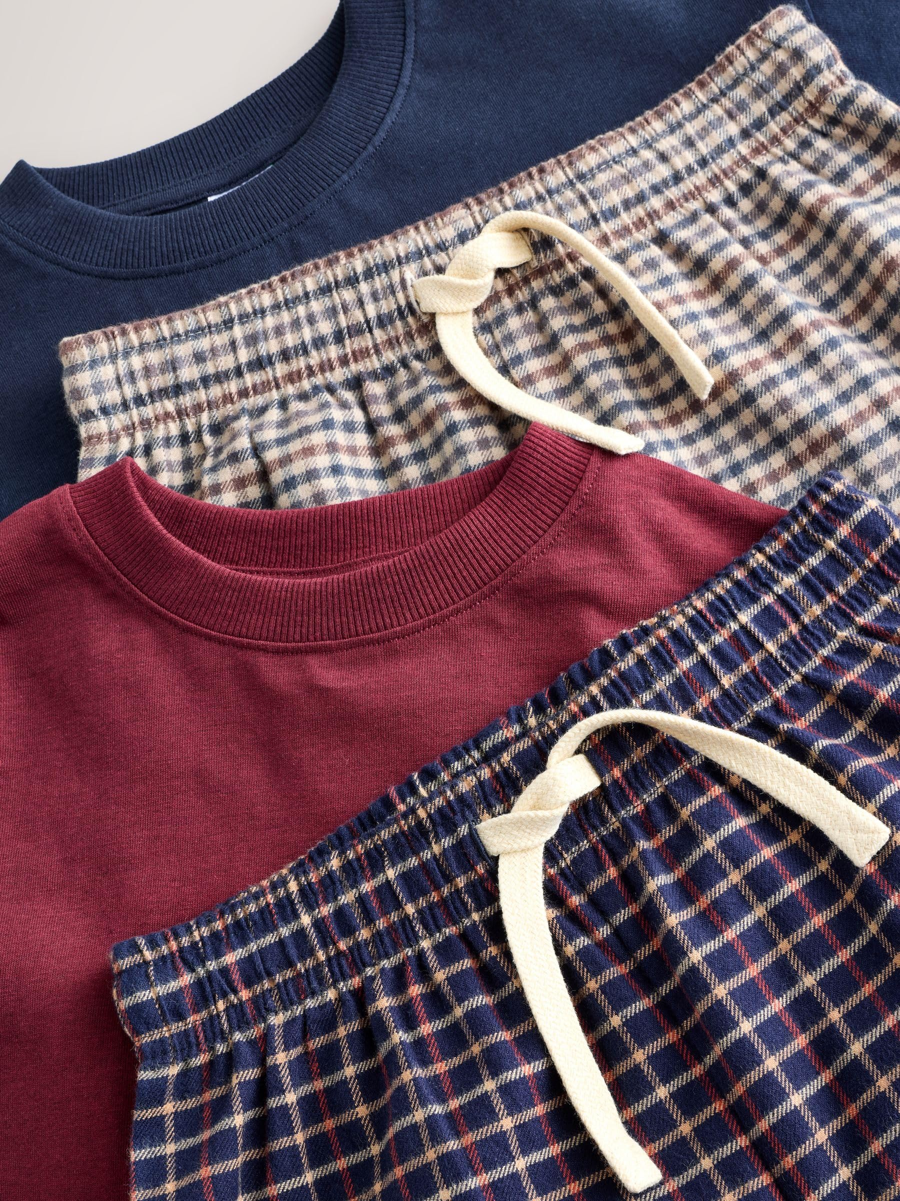 NEXT Garçon Pyjamas tissés à Manches Longues et Carreaux, Lot de 2