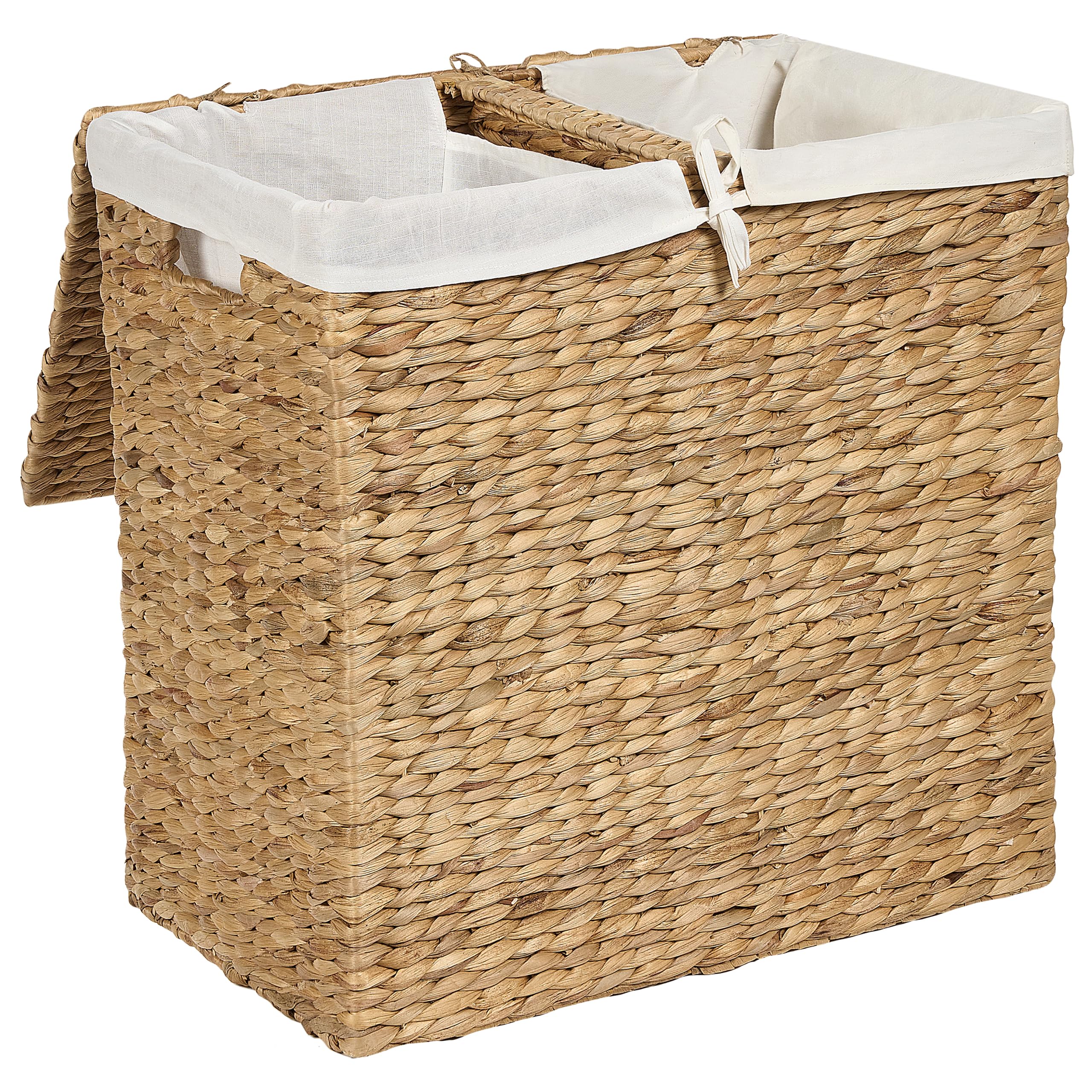 Korb aus Wasserhyazinthe natürlich/beige rechteckig 50x30 cm Wäschekorb Langson