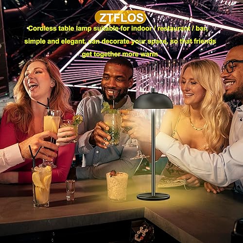 Miniatura 4 de Lámpara de mesa inalámbrica recargable, paquete de 2 lámparas LED de 5000 mA portátiles para exteriores, funciona con pilas, luz LED de mesa pequeña