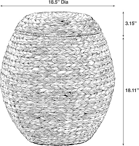 Miniatura 6 de Water Hyacinth - Tina de almacenamiento de barril multiusos natural con tapa, cesta para organizar, taburete otomano