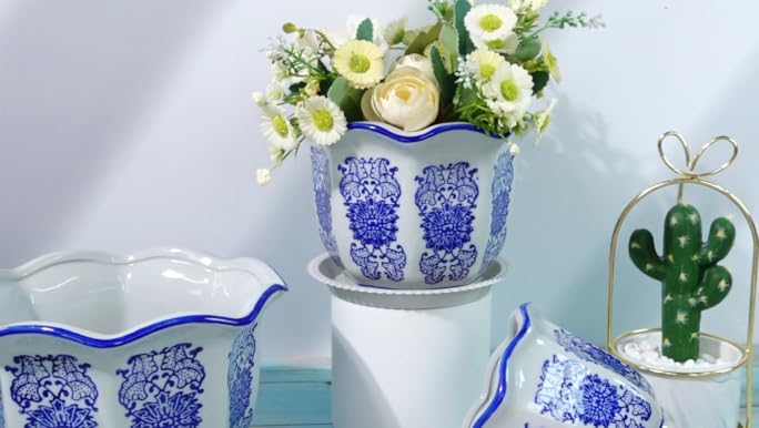 花鸟32 Amazon.com : ZENSOAR Blue and White Chinoiserie Planter