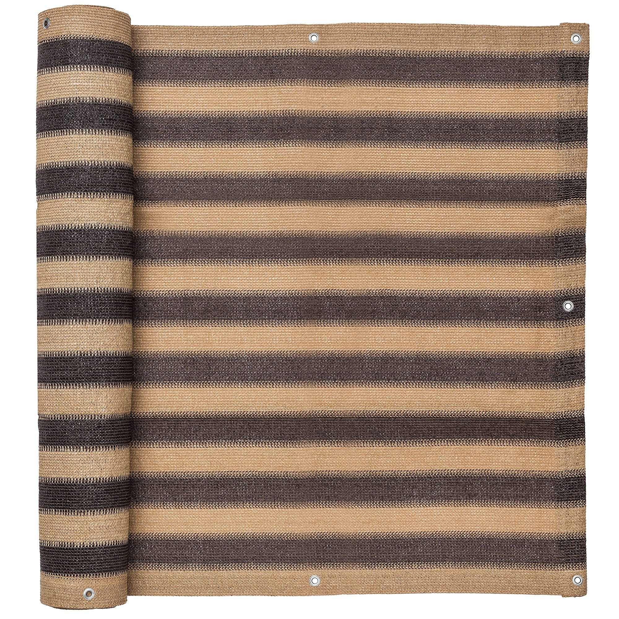 (Pack of 3 32” Inches x 120" Inches (10 FT) Tan/Brown Striped Outdoor Wind, Sun, Privacy Screen Net for Deck, Patio, Balcony, Fence or Swimming Pool
