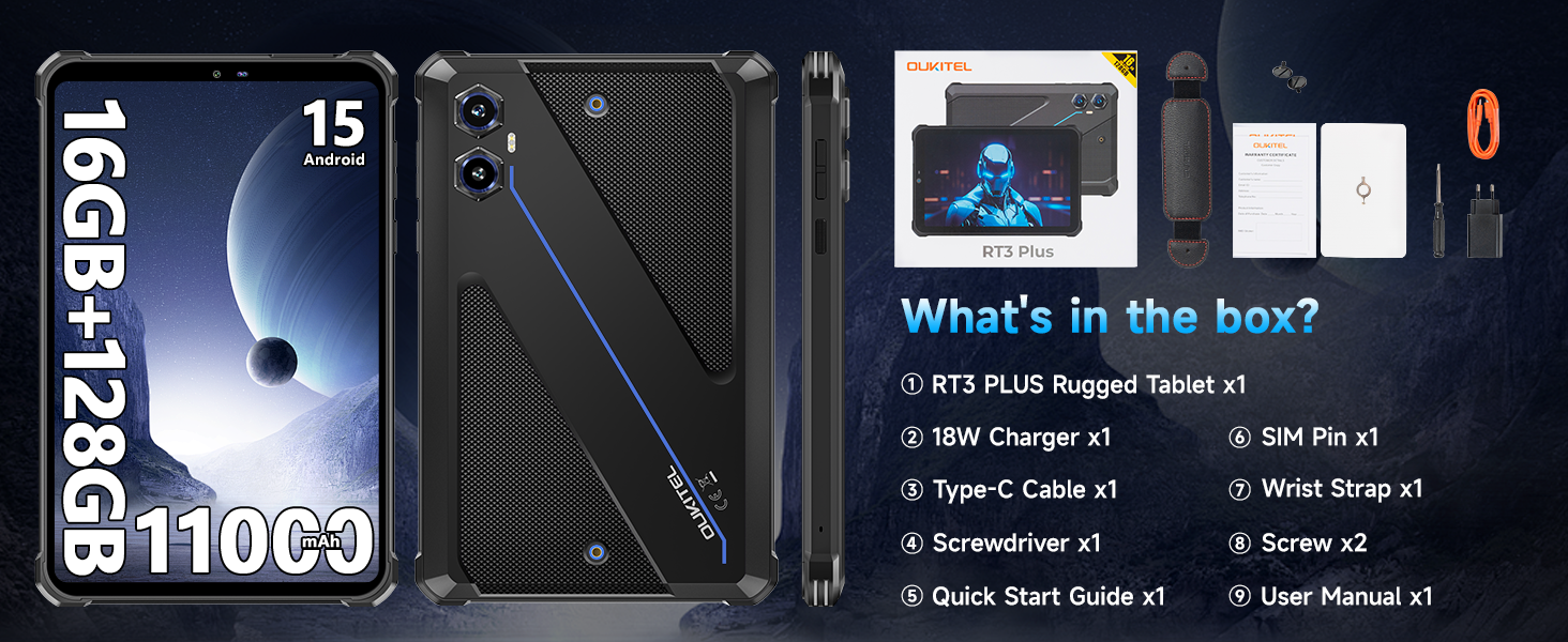 OUKITEL RT3Plus Android15防水タブレット 11000 Amazon.co.jp: OUKITEL RT3 Plus Android15 防水タブレット 8