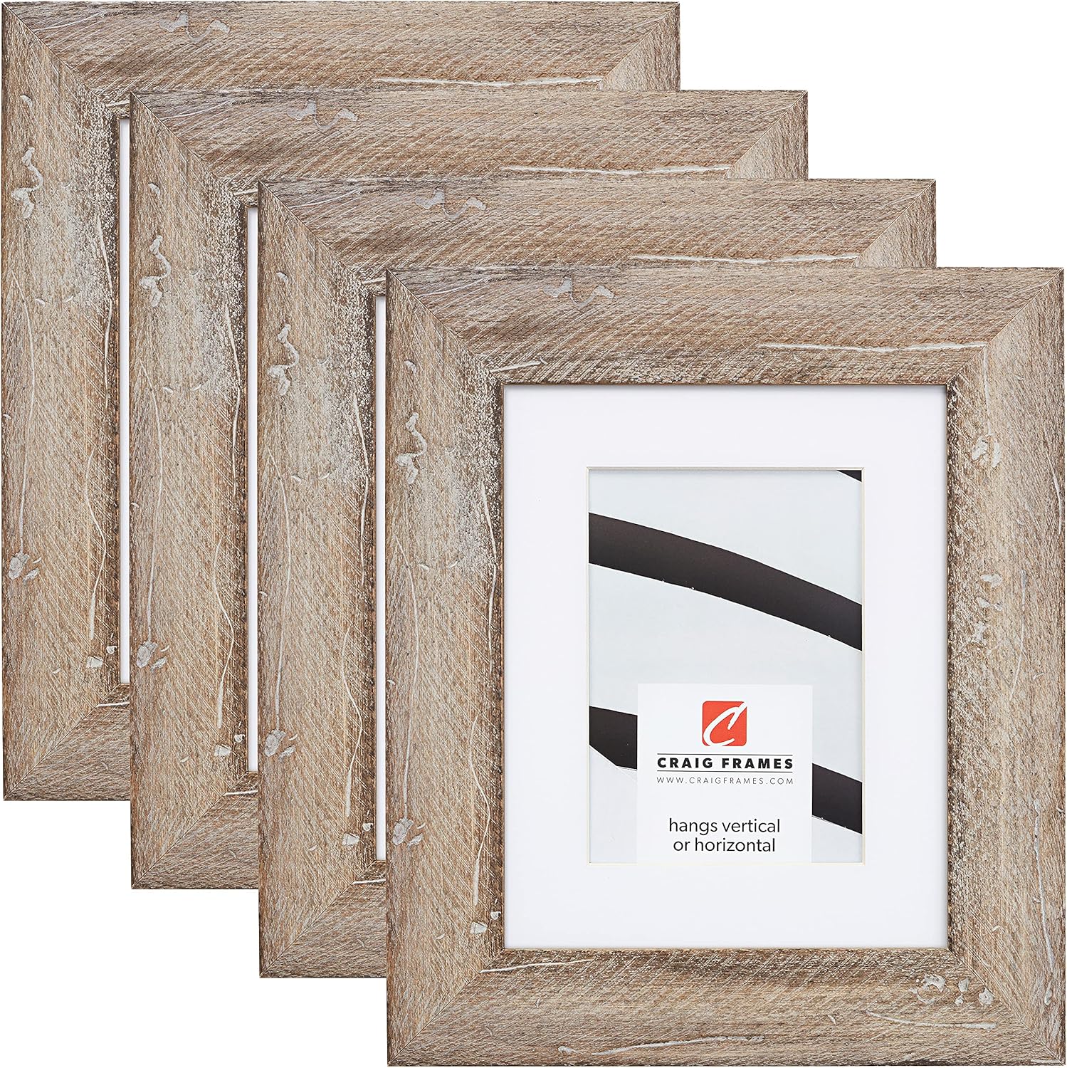 Craig Frames Hatteras, 17 x 22 Inch Picture Frame Matted to Display a 13 x 19 Inch Photo, Boho Rustic Beach Wood