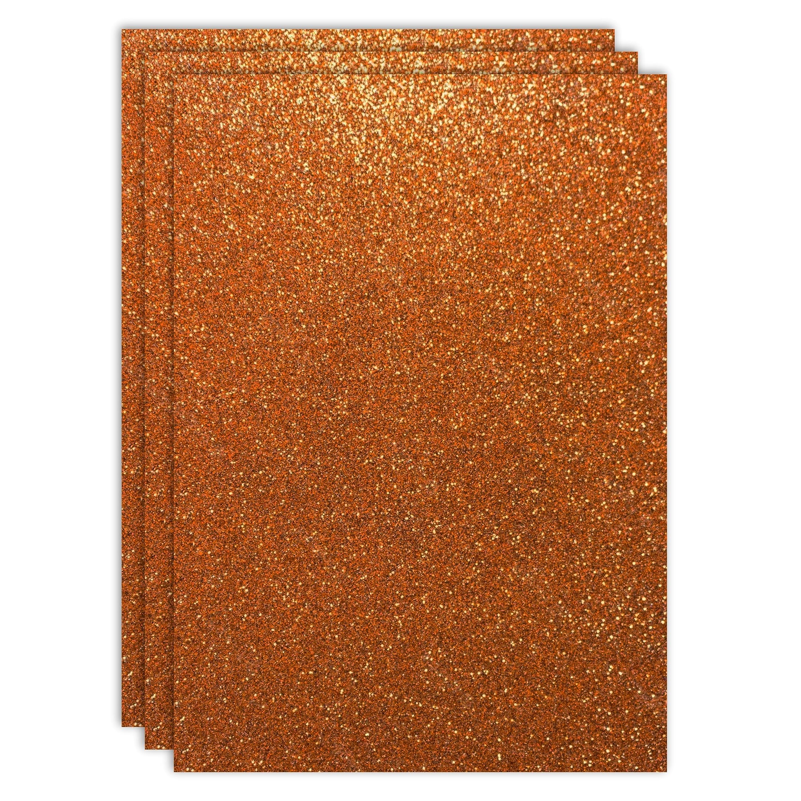 RAYLU PAPER - A4 Coloured Glitter Cardstock 200gsm Thick Glitter Paper Sheets for Crafts, Pack of 3 (Bronze)