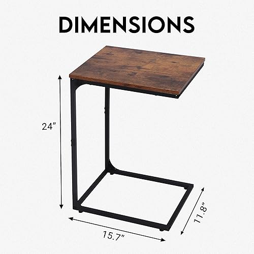 Miniatura 3 de LOFTEY Mesa auxiliarauxiliar en forma de C, mesa deslizante debajo del sofá, mesa auxiliar para sala de estar y dormitorio, mesa auxiliar para silla
