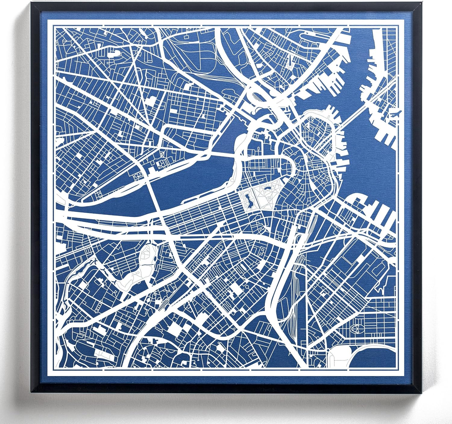 O3 Design Studio Boston Paper - Cutting Map Wall Art, 12x12 Inches Unique Gift - Ready Wall Decor