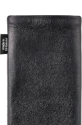 fitBAG Fusion Black/Black Custom Tailored Sleeve for Sony Ericsson W880 W880i. Nappa/Suede Leather Mix Pouch with Integrated Microfibre Lining for Display Cleaning