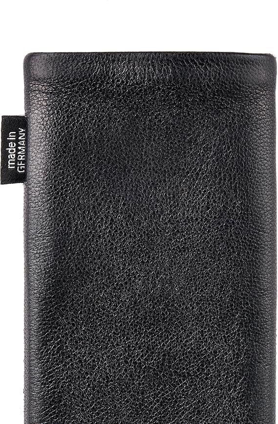 fitBAG Fusion Black/Black Custom Tailored Sleeve for Sony Ericsson W880 W880i. Nappa/Suede Leather Mix Pouch with Integrated Microfibre Lining for Display Cleaning