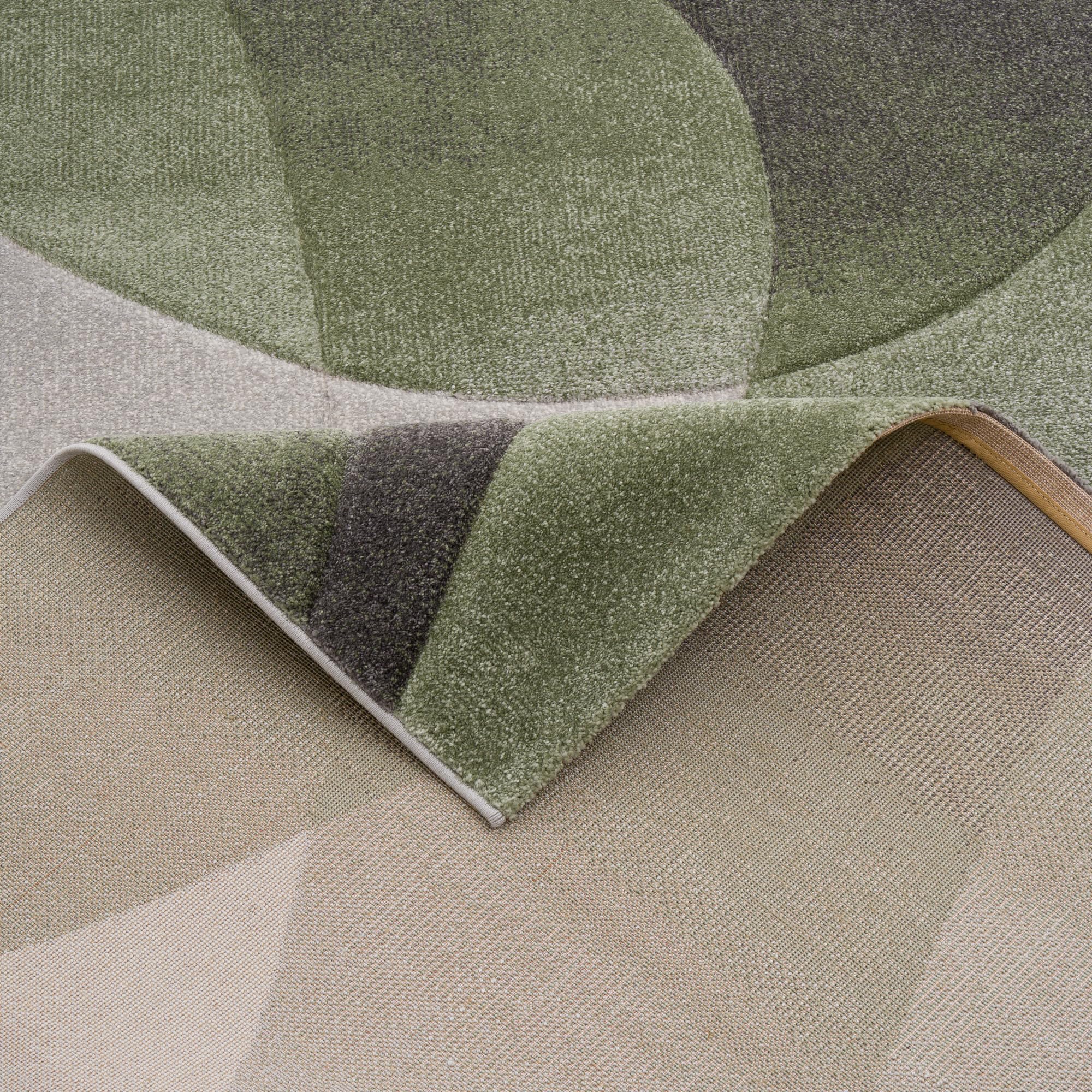 Pergamon Maui Designer Teppich Grün Creme – moderner Wohnzimmer Teppich mit geometrischem Muster, weich & pflegeleicht