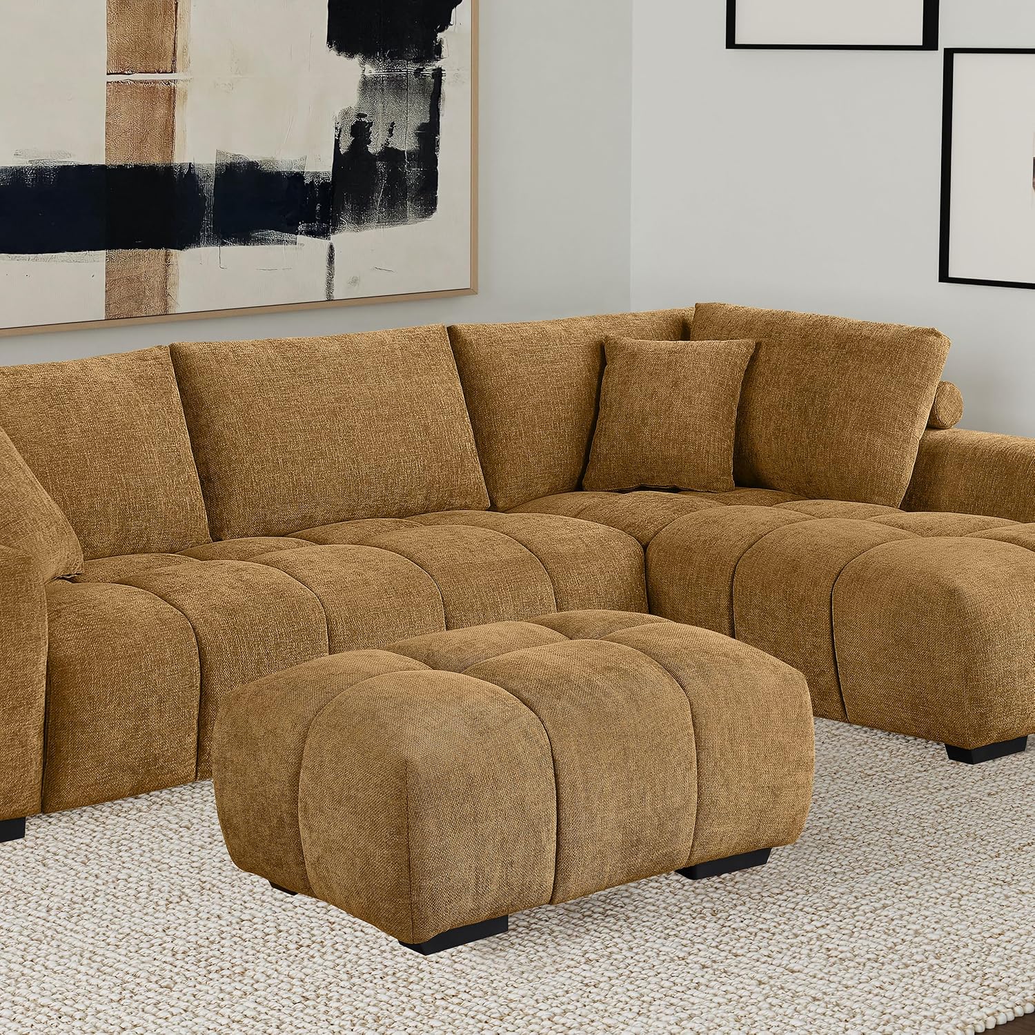 Coaster Home Furnishings Camacho Rectangular Upholstered Tufted Ottoman Amber