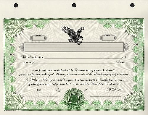 Exhibitindexes® Certificado de acciones corporativas: fabricado en los Estados Unidos