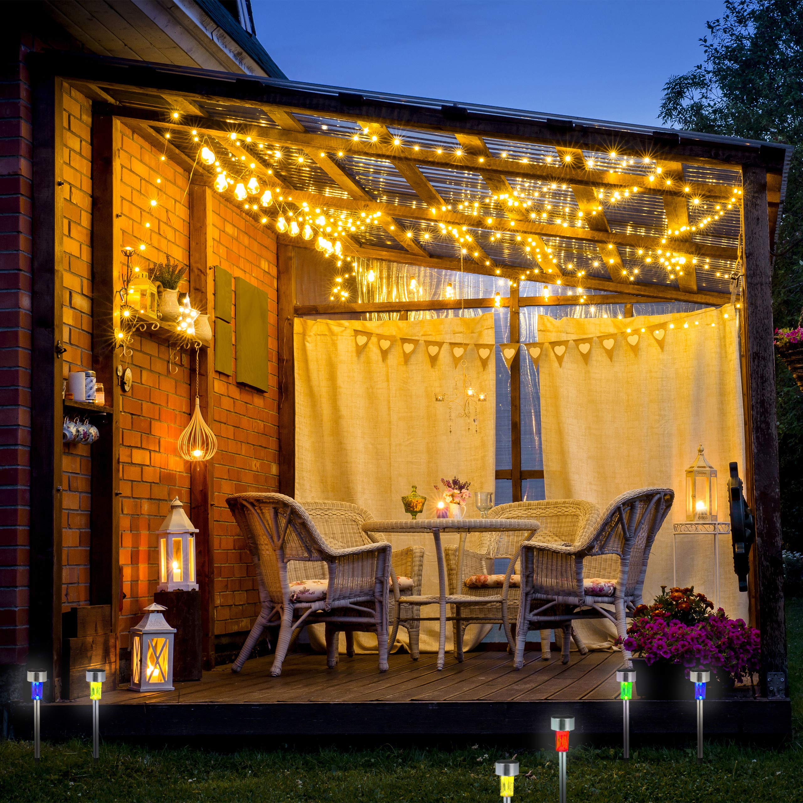Relaxdays 40 x lampa solarna, wodoszczelna lampa solarna LED, do ogrodu i na taras, zmiana koloru, stal nierdzewna, oświetlenie dróg, srebrne