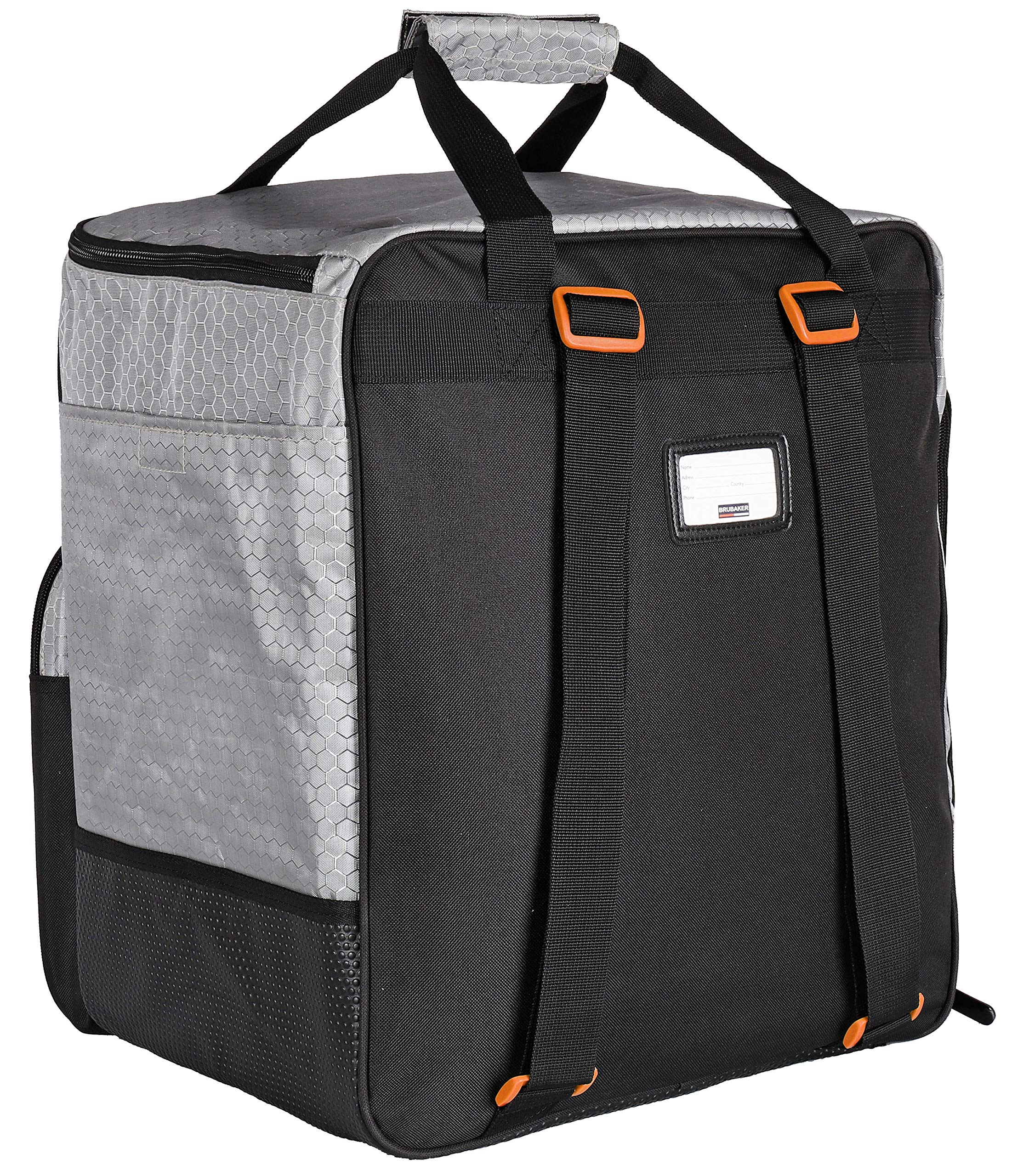 BRUBAKER - Set de Ski 'CarverTec Pro' - Housse à Skis & Sac à Chaussures de Ski - pour 1 Paire de Skis + Bâtons + Chaussures + Casque - Argenté/Orange
