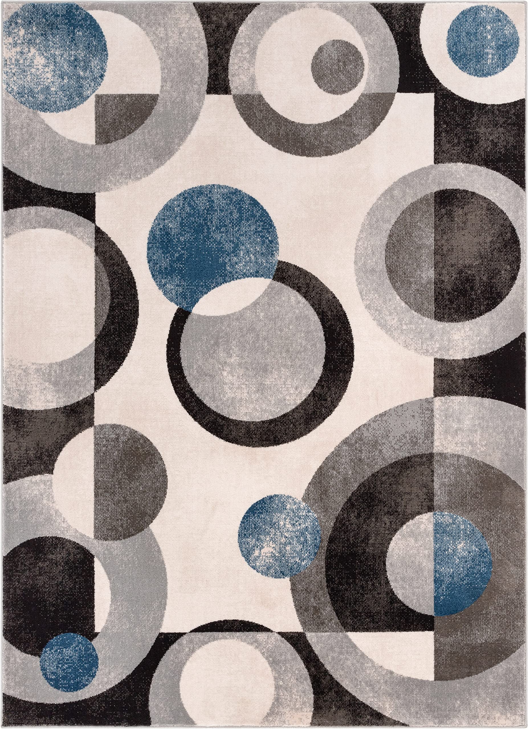 Well Woven Barclay Collection Avi Grey Blue 8x10 Area Rug - for Living Room, Bedroom, and Dining Room