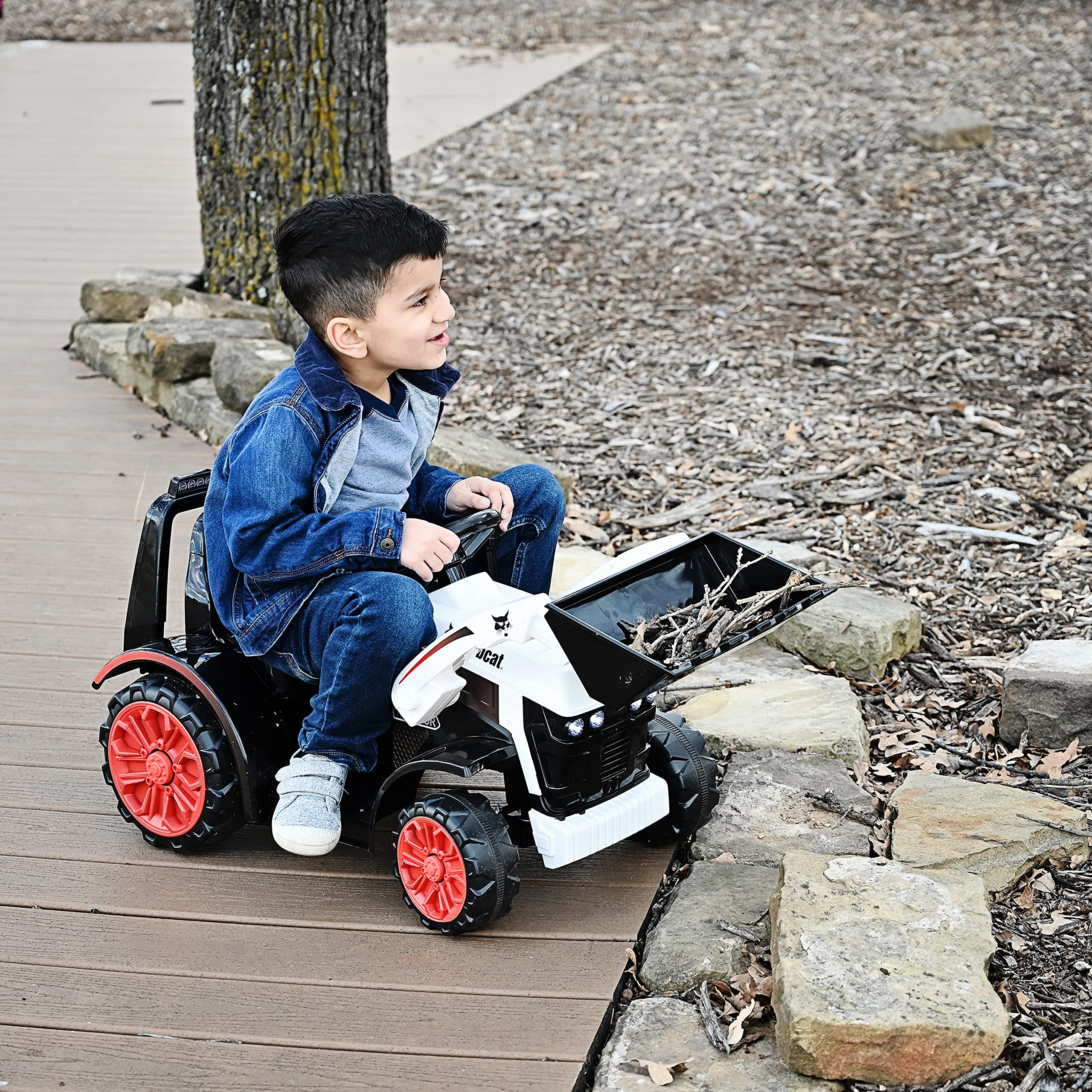 Bobcat Construction Tractor Scooter Kids Electric 6 Volt Ride On Toy