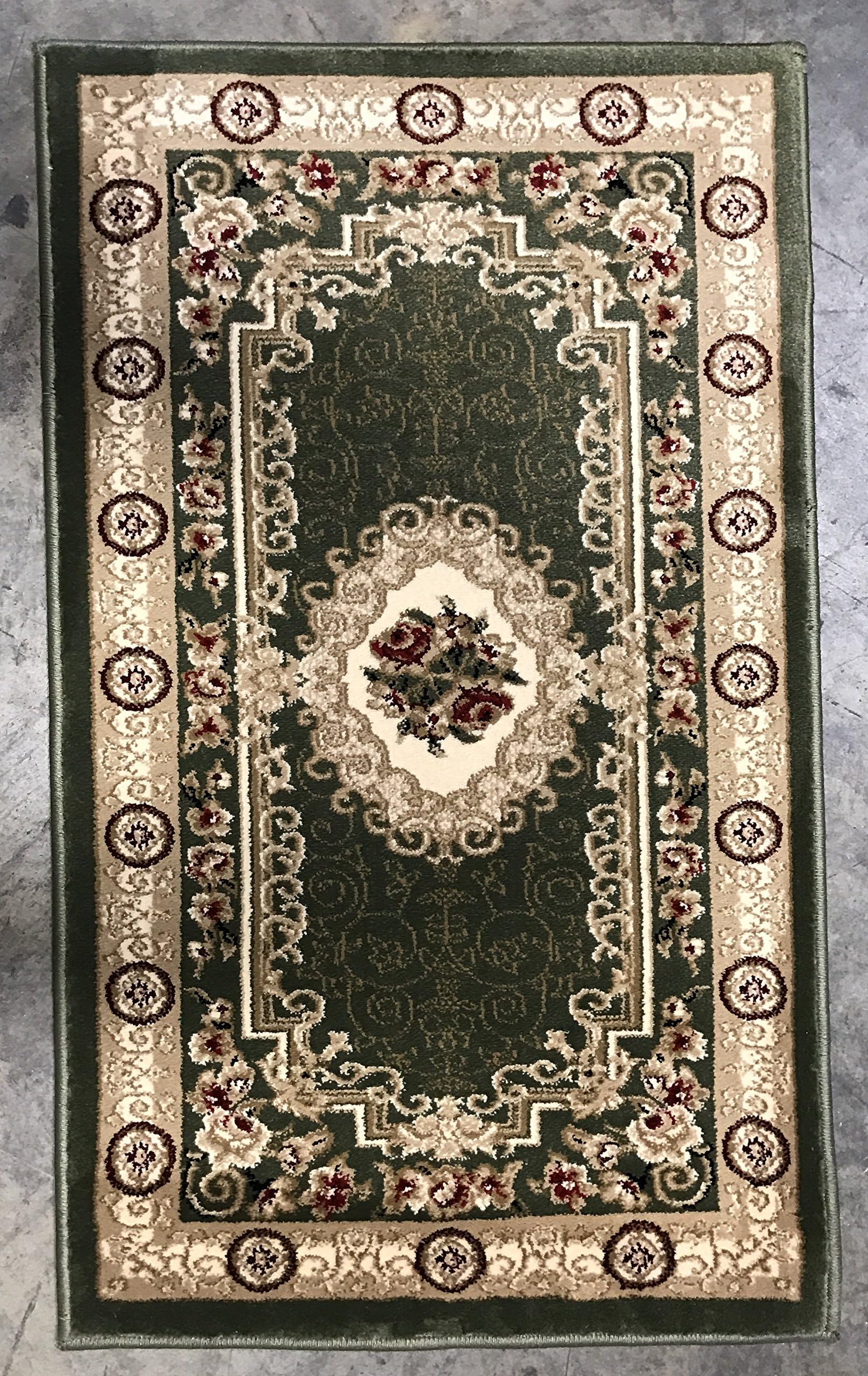 Traditional Doormat 500,000 Point Area Rug Green Design 403 (2 Feet X 3 Feet 4 Inch)