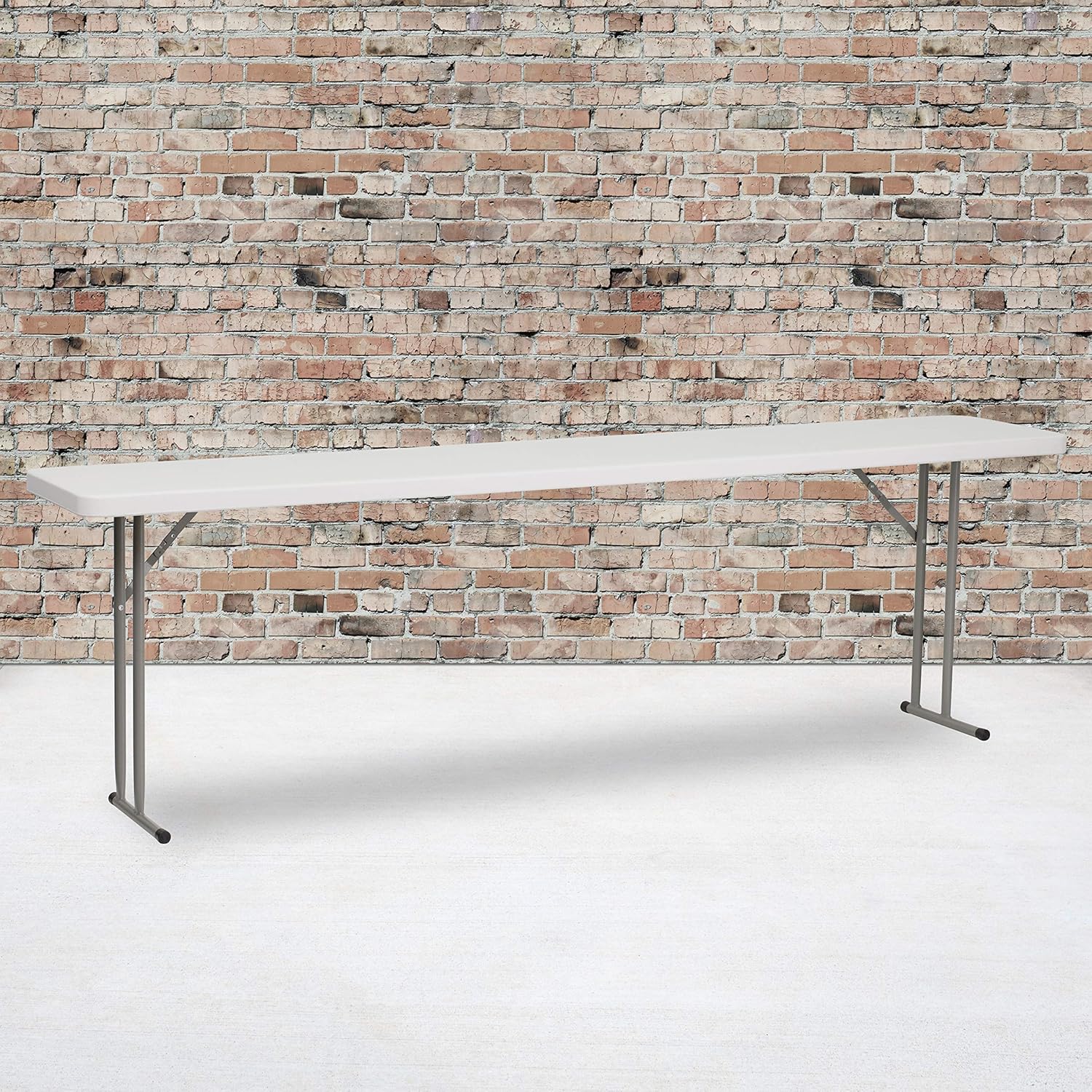 EMMA + OLIVER 5' Rectangular Plastic Folding Table, Long Plastic Foldable Table for Residential Indoor/Outdoor Events, White | Folding, Training/Seminar