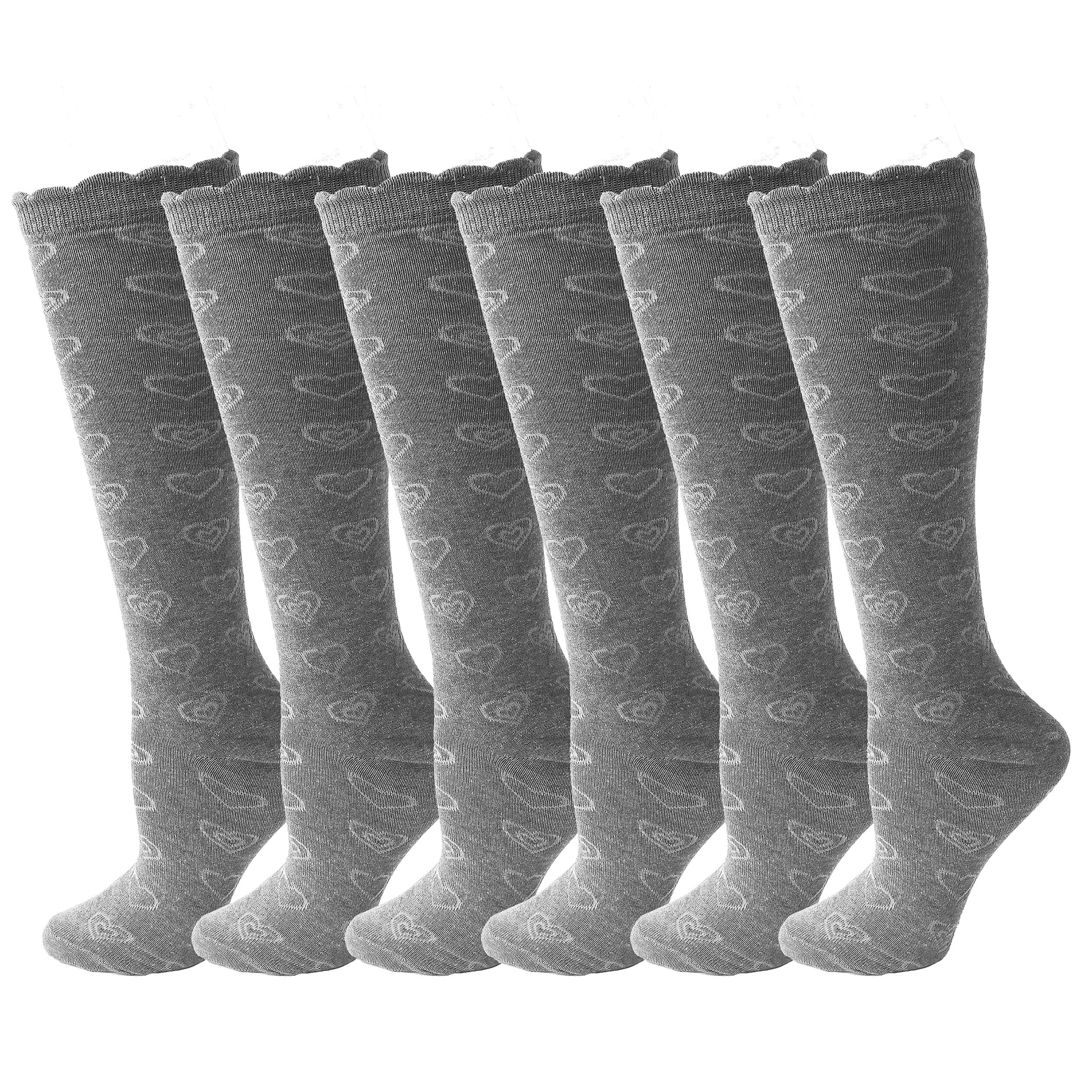 The Essentials Wardrobe Girls Grey 6 Pack Tew Knee High Socks - 12.5-3.5