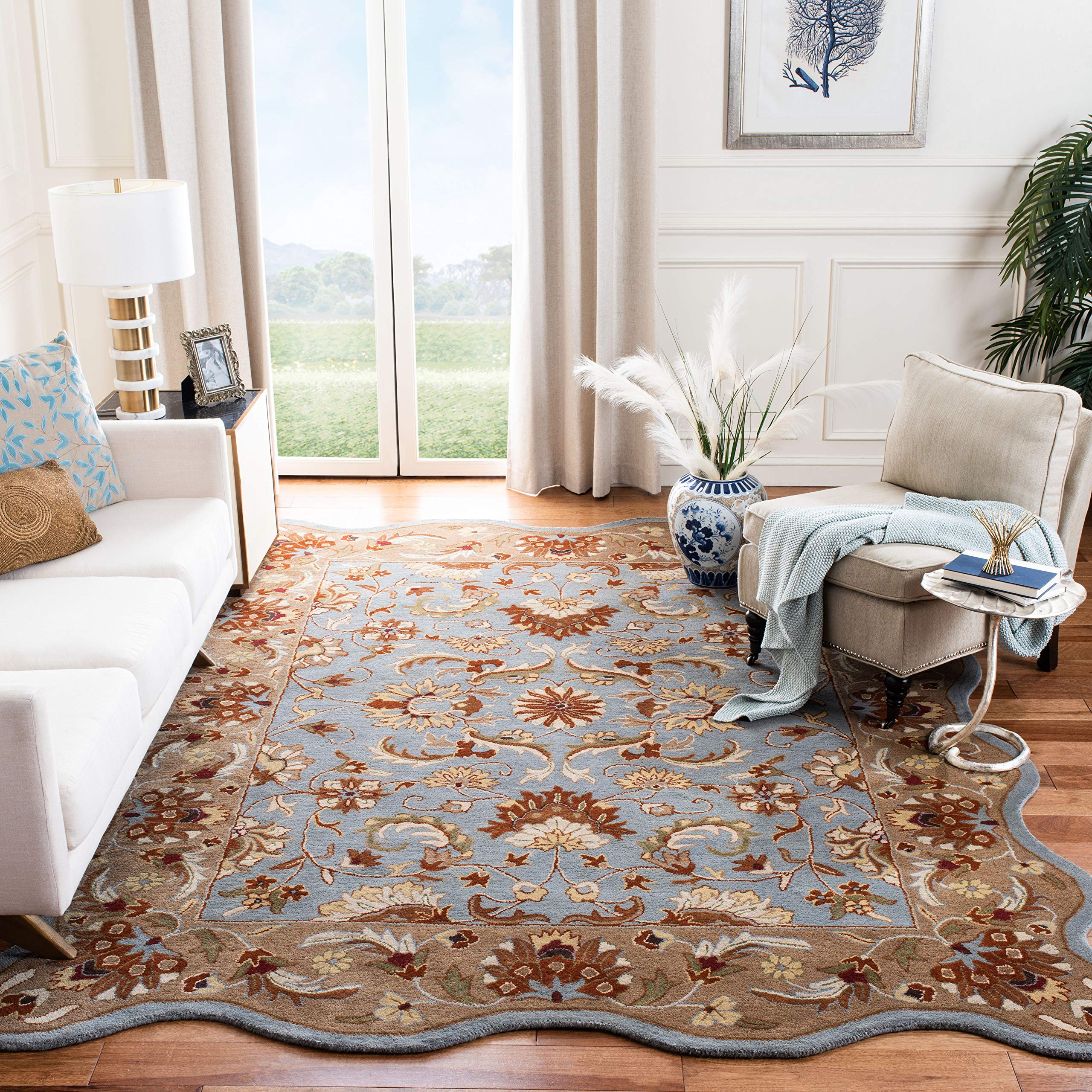 SAFAVIEH Heritage Collection Runner Rug - 2'3" x 8', Blue & Beige, Handmade Traditional Oriental Wool, Ideal for High Traffic Areas in Living Room, Bedroom (HG822A)