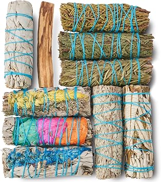 10 Sage Smudge Sticks  White Sage, Rosemary, Cedar, Juniper, Palo Santo, 3 Flower Sages, Blue Sage, Yerba Santa | Smudge Kit Unique Natural Sage Bundles Sustainably Sourced Smudging Cleansing | White Sage, Rosemary, Cedar, Juniper, Palo Santo, 3 Flower Sages, Blue Sage, Yerba Santa