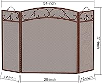 Vista 6 de Fire Beauty Pantalla de chimenea 3 paneles con asas de hierro forjado 51 pulgadas de largo x 31 pulgadas de alto, cubierta protectora de chispas