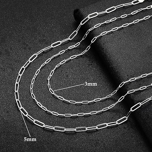Miniatura 6 de MBW Collar de cadena de clip de plata para mujer, delicado collar de gargantilla de plata de ley para mujer, collar de eslabones simples, largos