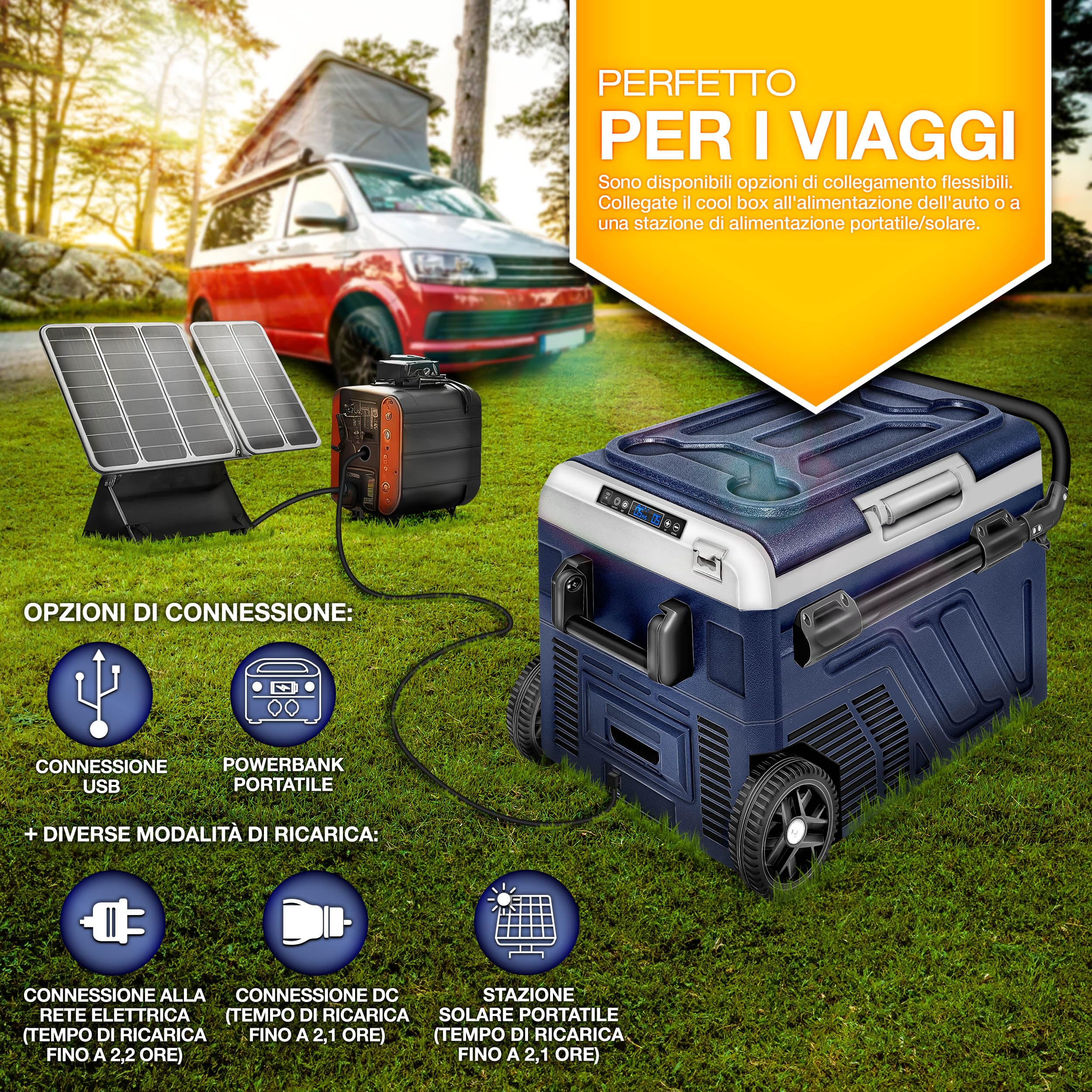 Tillvex Frigorifero Compressore Elettrico 50 Litri WIFI-APP 12/24V 230V -20°C Camper Camping