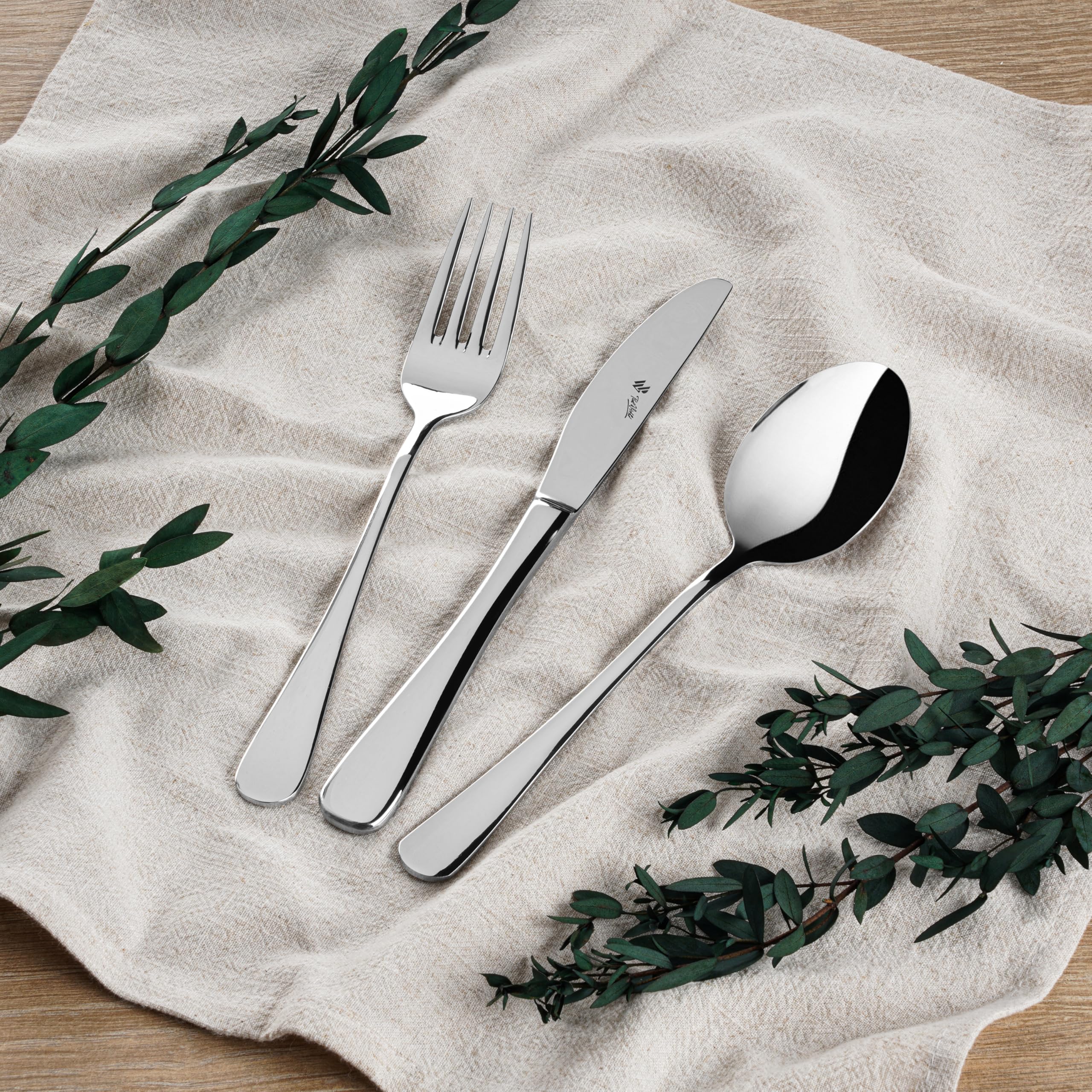 Paul Wirths PW Como 8000 Ménagère Pour 6 Personnes 30 Pièces En Acier Inoxydable Poli Et Lavable Au Lave-Vaisselle Avec Range-Couverts