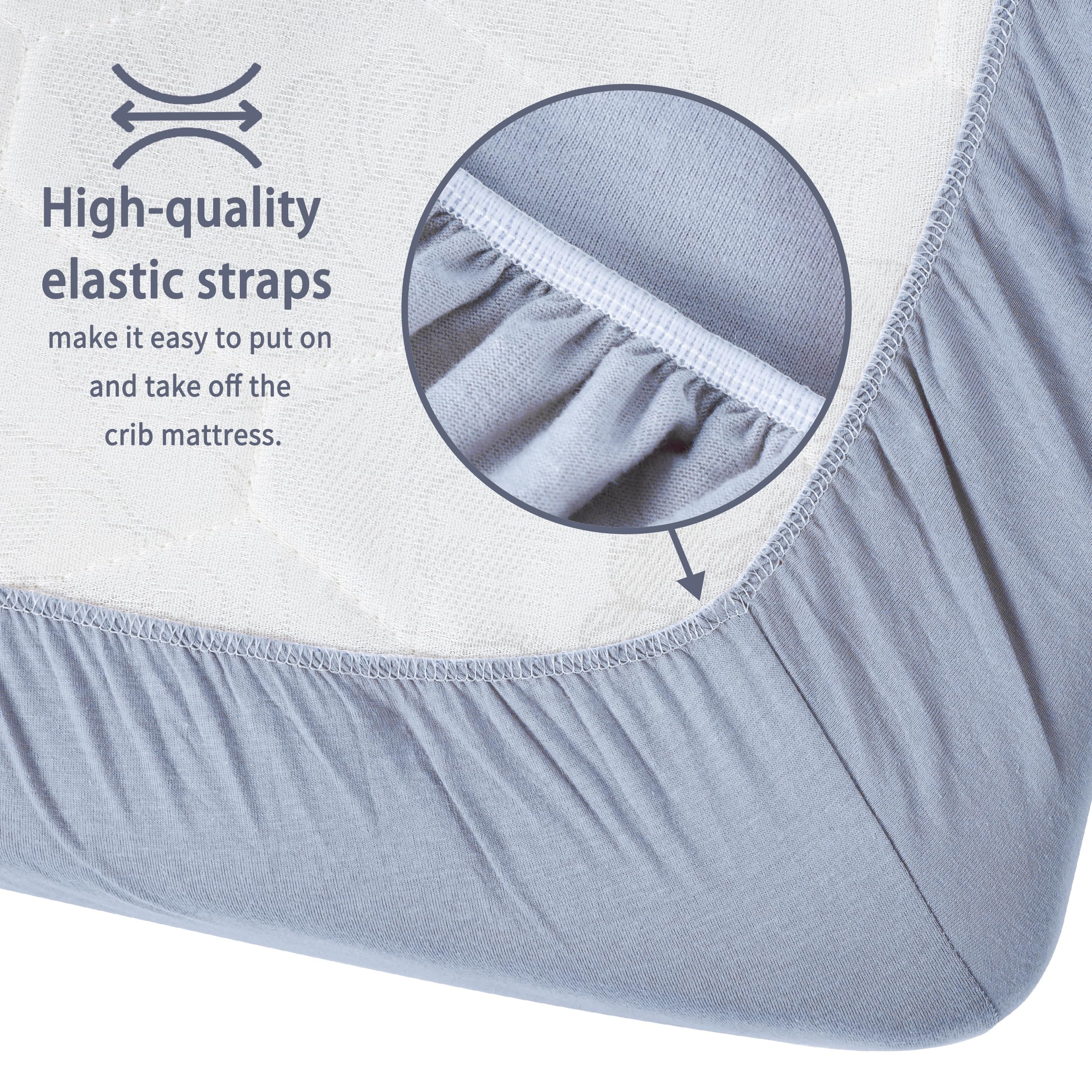 GUNTAIL Lot de 2 draps-housses 100 % coton pour berceau standard et matelas de tout-petit, super doux et respirant, 71,1 x 132,1 x 20,3 cm (blanc et gris)