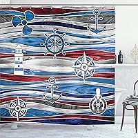 Vista 161 de Ambesonne Cortina para regadera náutica con palmeras