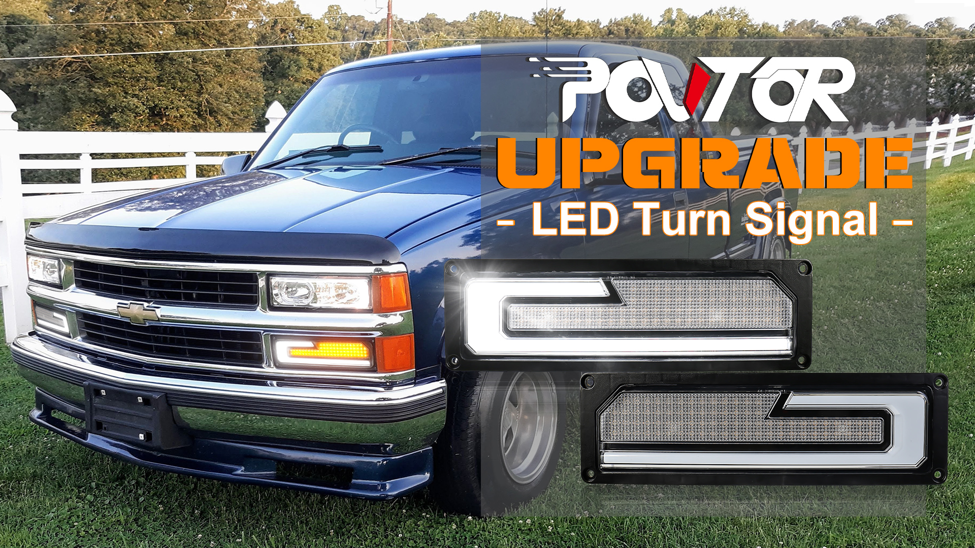 LED Bumper Signal Lights For 1988-1998 Chevy GMC C/K 1500 2500 – Black Housing, Clear Lens, Pair