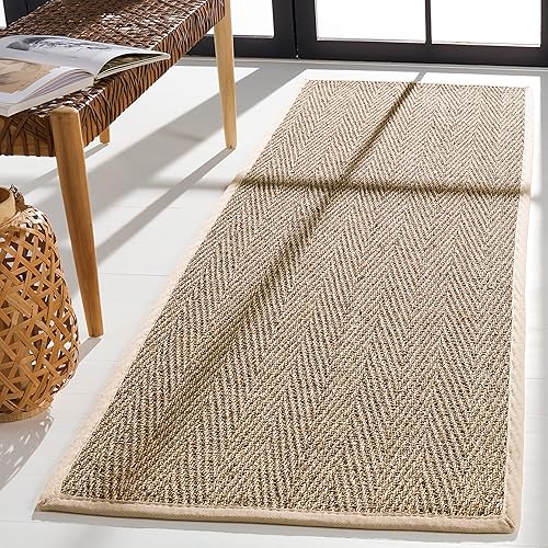 Miniatura 110 de Safavieh Colección de fibra natural NF115P - Alfombra (fibra natural), color gris, Fibras naturales beige, (Natural/Beige),Natural/Negro,Natural