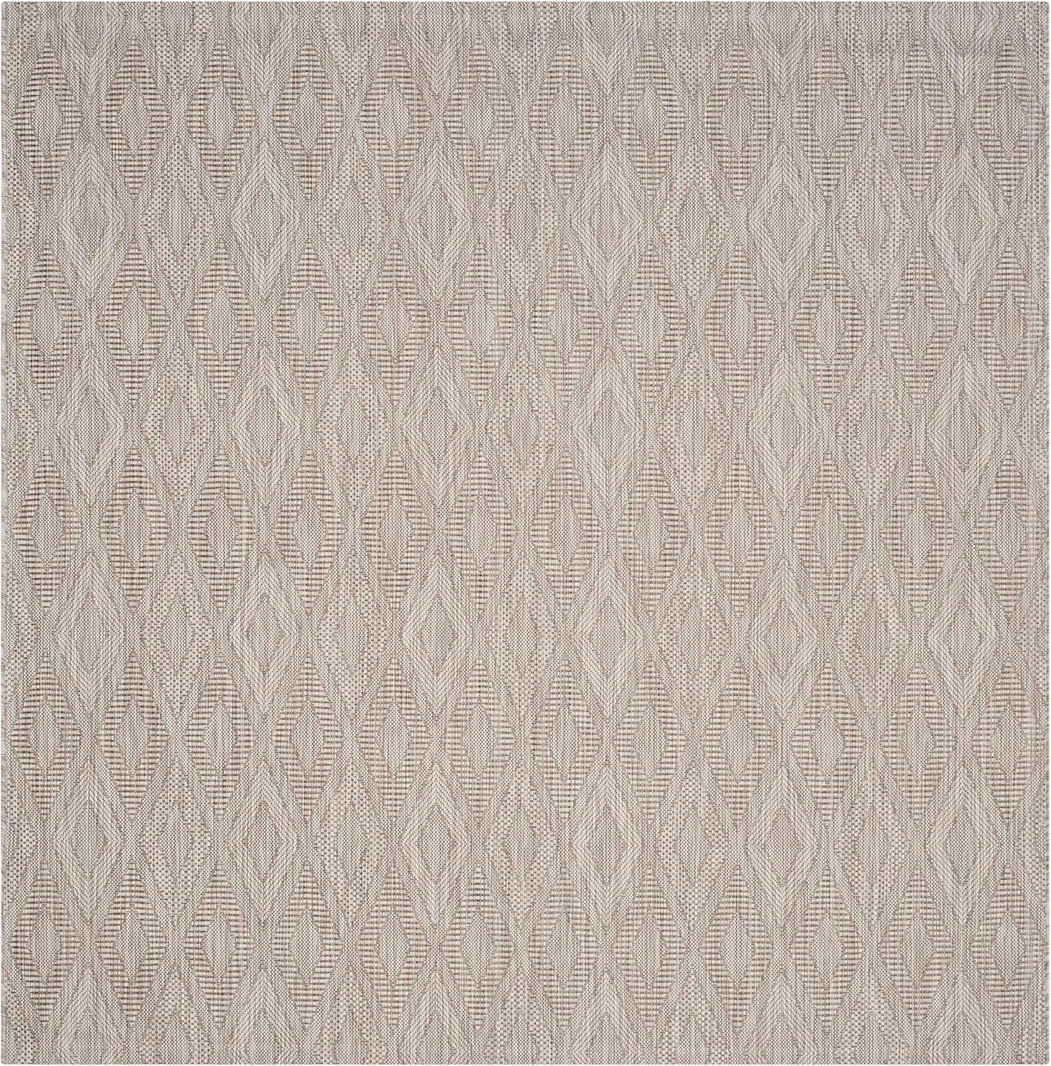 SAFAVIEH Washable Rug Outdoor Courtyard Collection - 5'3" Square, Beige & Beige, Non-Shedding & Easy Cleaning, Ideal for Patio, Backyard, Mudroom (CY8522-36311)