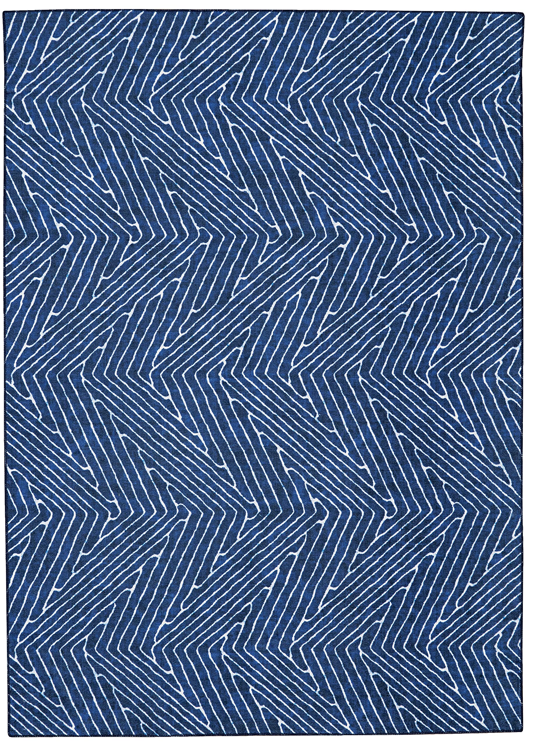 Linon Home Decor Products The Anywhere Washable Rug Varishna Blue Ivory 2 X 3 Accent Rug