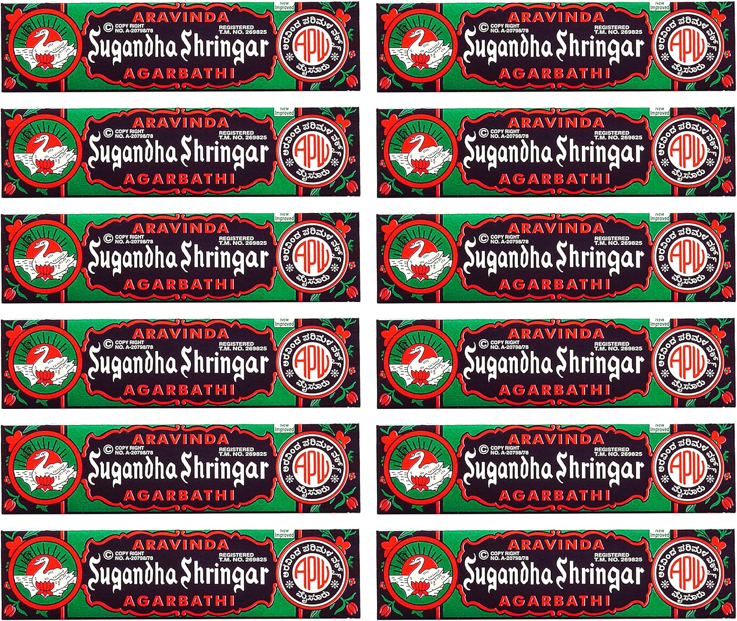 Sugandha Shringar Incense - Traditional Packaging - Full Box - Sold in a Set of 12 Packages