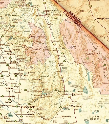 Miniatura 7 de Hermoso mapa de pared de California, estilo clásico del Atlas antiguo, cuenta con topografía en relieve sombreado, decorativo y funcional, elige
