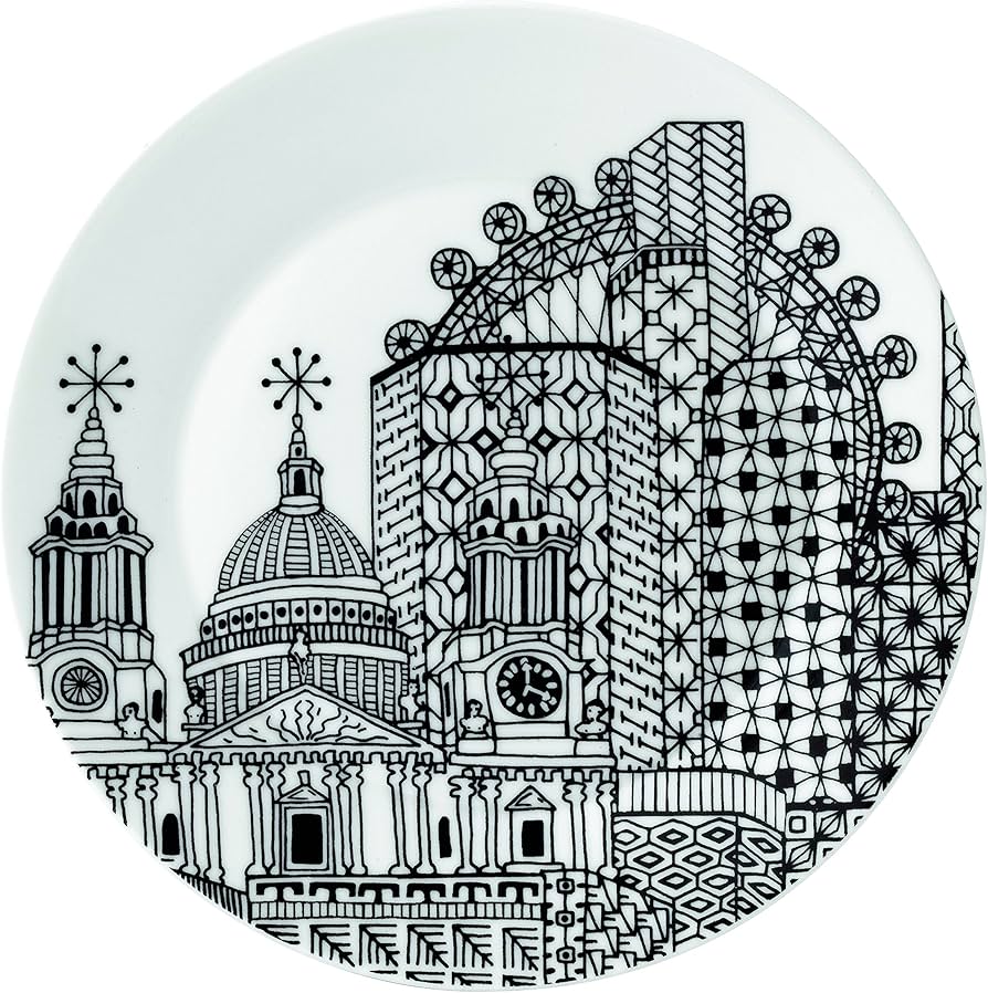 【新品】  Charlene Mullen 皿 Royal Doulton Charlene Mullen Plates, 8.6-Inch, London City Scape