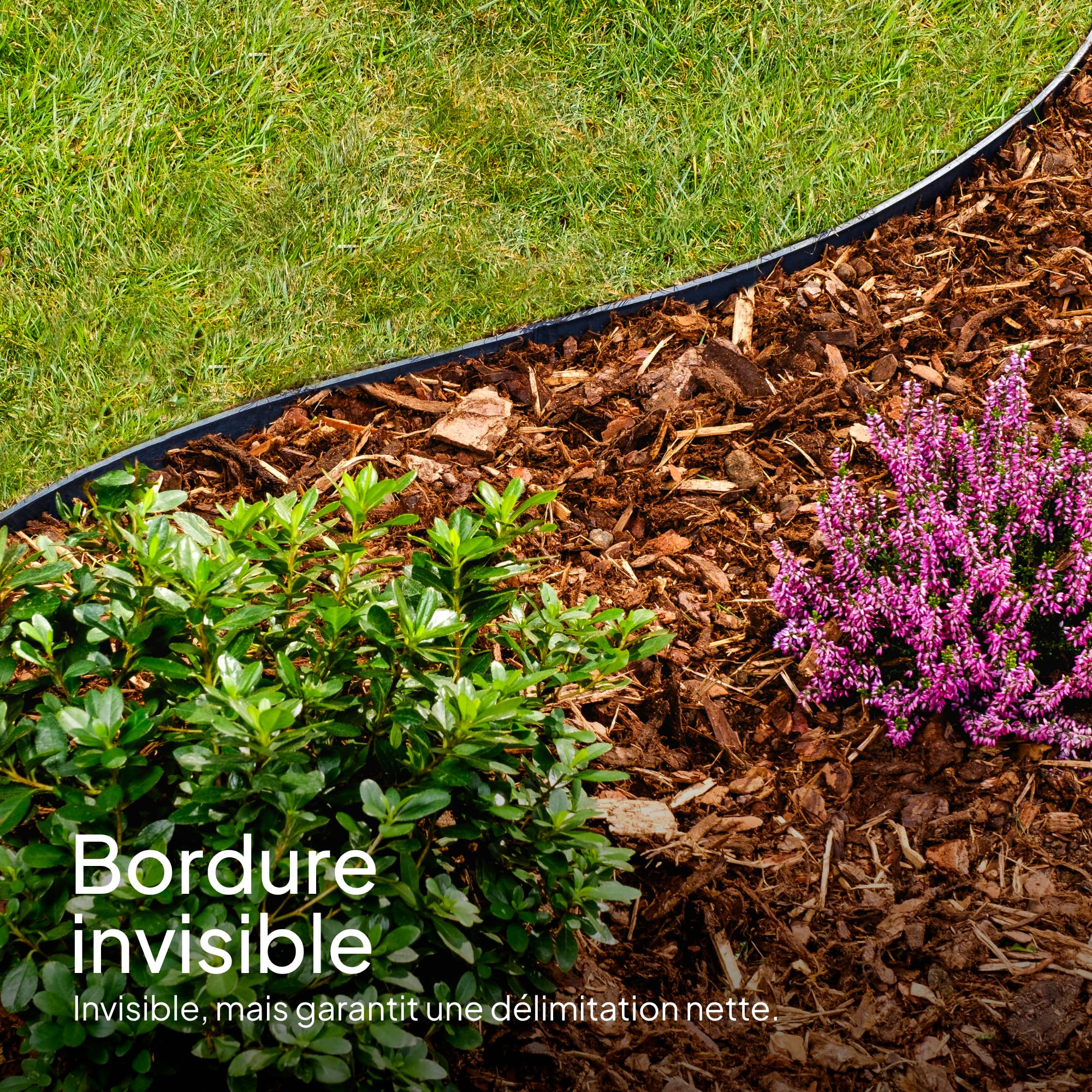 Bordure de Jardin en Plastique 24 mètres avec 100 Piquets d'ancrage - Bordurette de Pelouse Flexible, Utilisation Facile - 24 Bordures de Gazon (Largeur 1 m, Hauteur 78 mm)