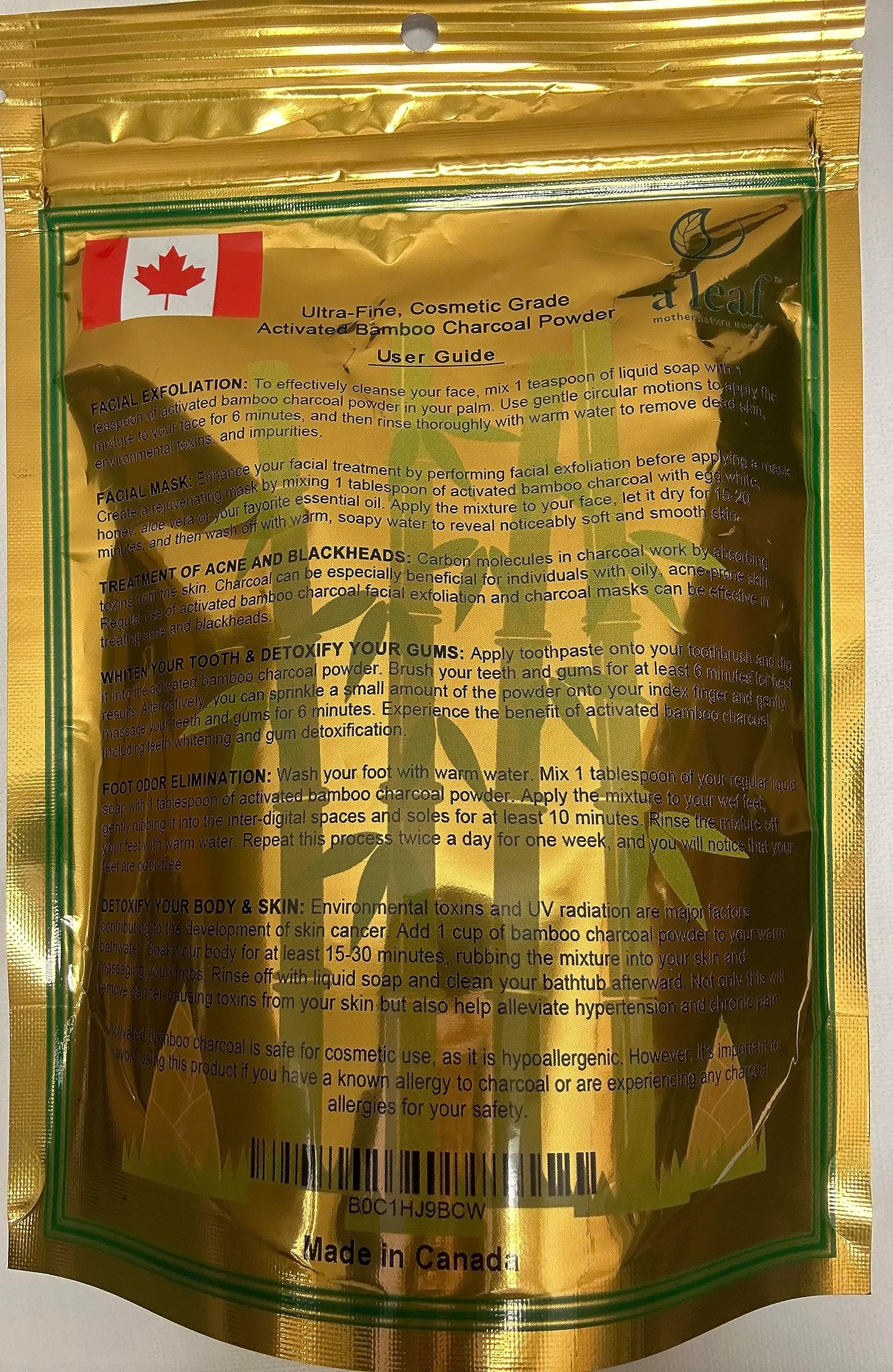 Activated Bamboo Charcoal Powder (150 G) for Odor Control, Facial Exfoliation, Facial Mask, Tooth Whitening, Smelly Feet, Skin Detoxification Purposes, Must-Have Bathroom Enhancement for Multiple Use