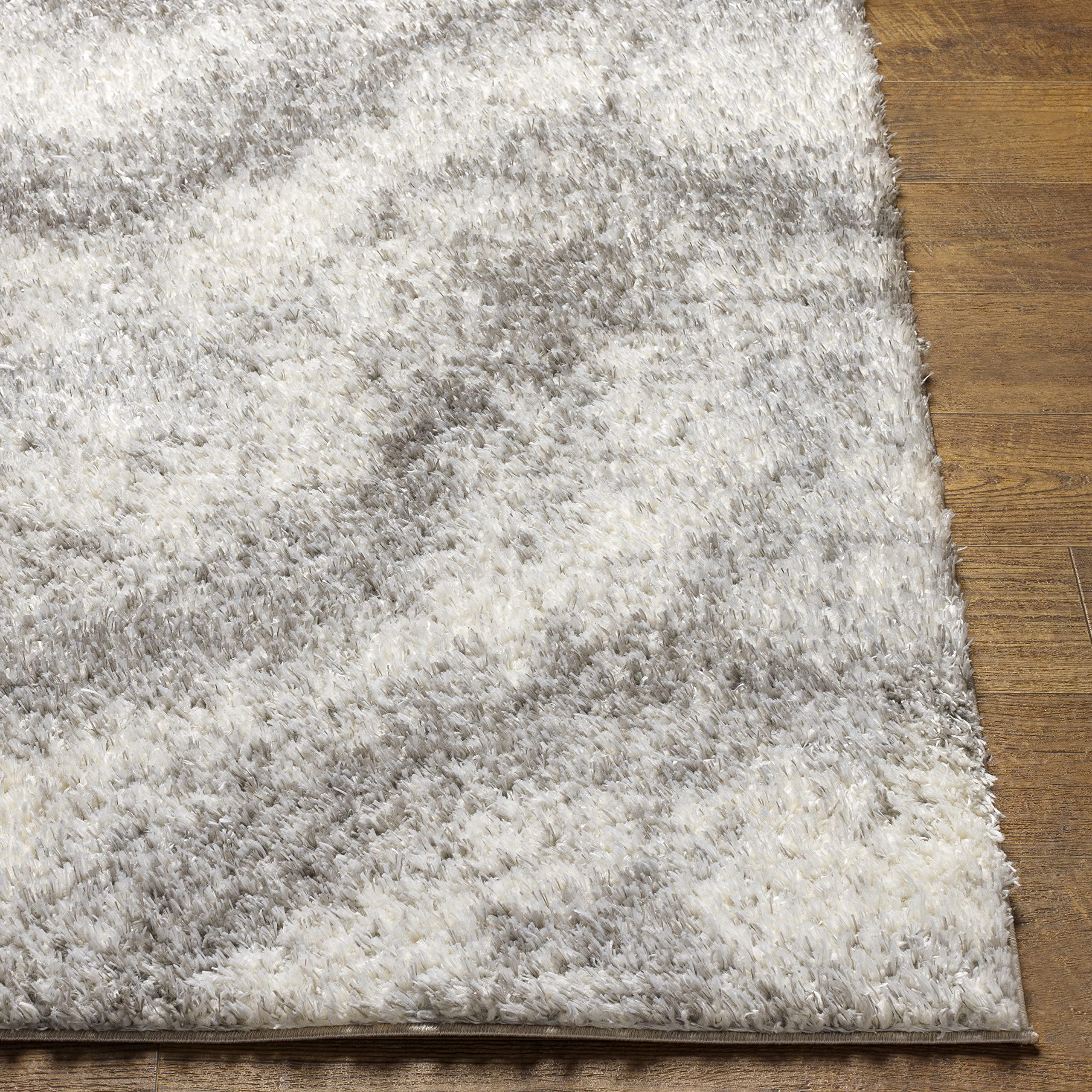 Livabliss Tappeto Shaggy Dili Ampio Tappeto Salotto Moderno, Sala da Pranzo, Morbido Tappeti Shaggy per Camera da Letto, Motivo Astratto Berbero Peloso, leggera da Pulire, 160x220cm Crema e Grigio