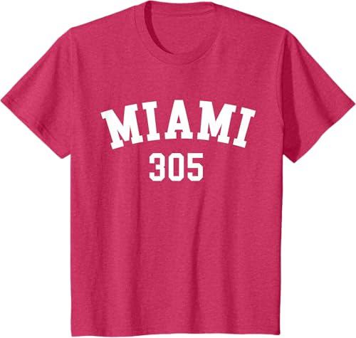 Miniatura 36 de Miami 305 USA American College Font T-Shirt Negro,Azul Marino,Azul Pastel,Arándano,Rojo,Plateado,Hierba,Verde Kelly,Marrón,Verde Oliva,Jaspeado