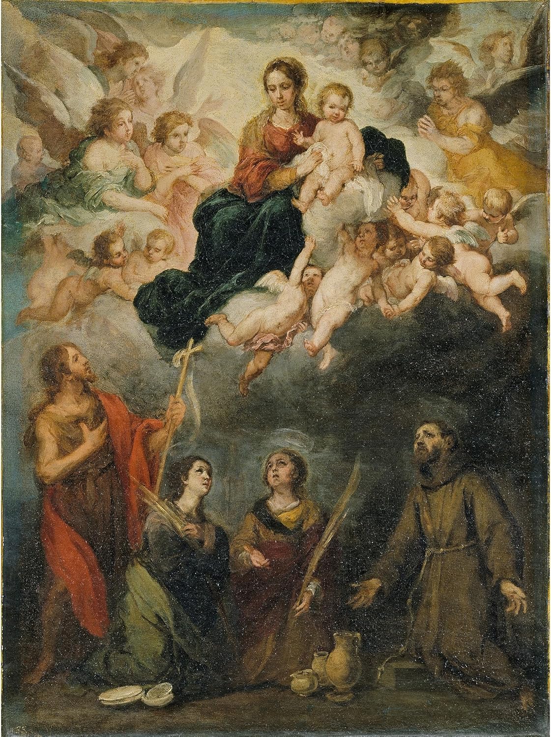 ArtDirect The Virgin and Child with Saints (c. 1665-1670) Unframed Art Print Giclee Poster by Bartolomé Estebán Murillo - Ready for Framing with Customization Sizes 7x10, 10x14, 15x20, 24x32, 36x48 and 45x60 inches