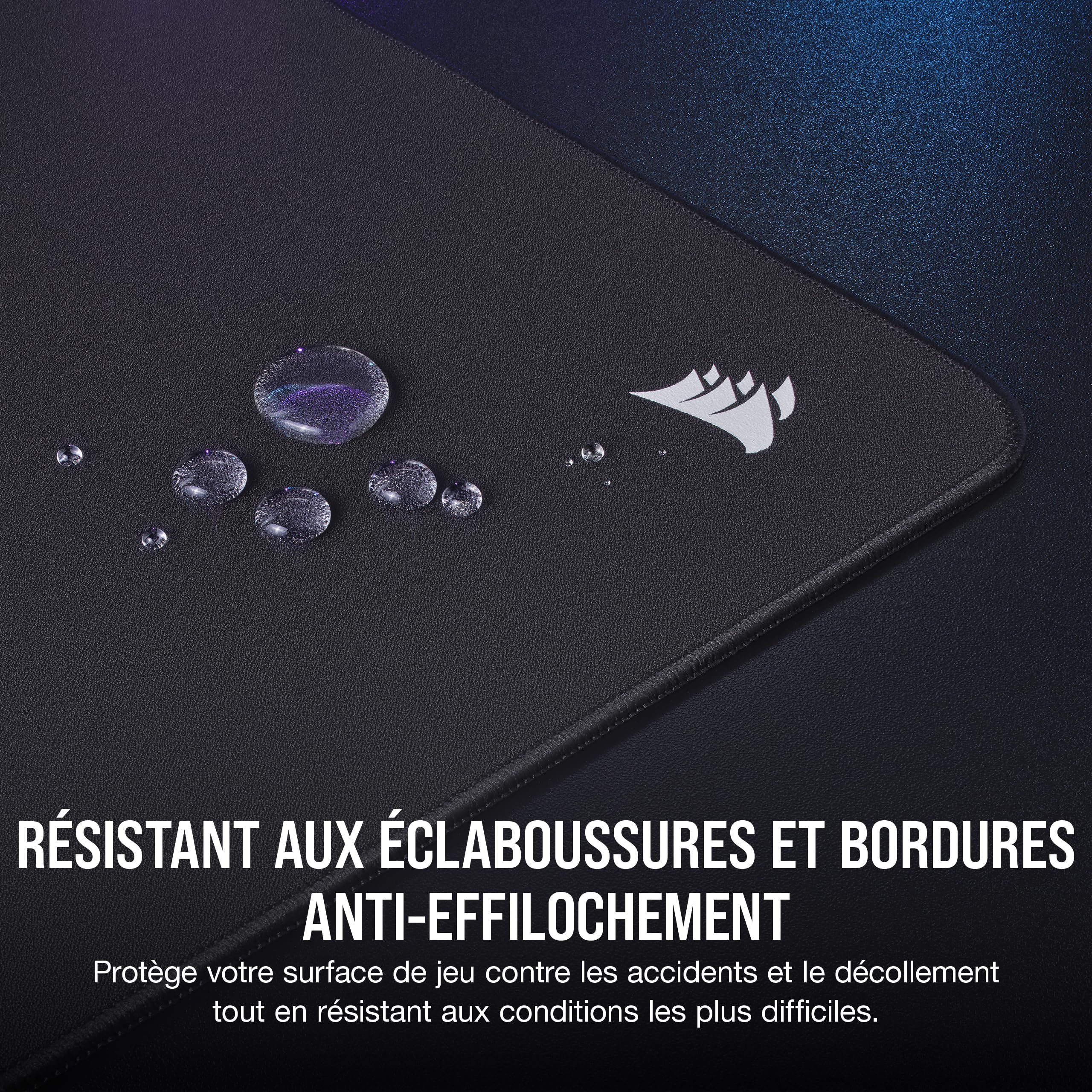 Corsair MM500 v2 Tissu Hybride Tapis de Souris Grand Format pour Le Jeu – 45cm x 40cm – Revêtement Anti–Éclaboussures – Bords Cousus Anti–Fraude – Base en Caoutchouc Antidérapante – Noir