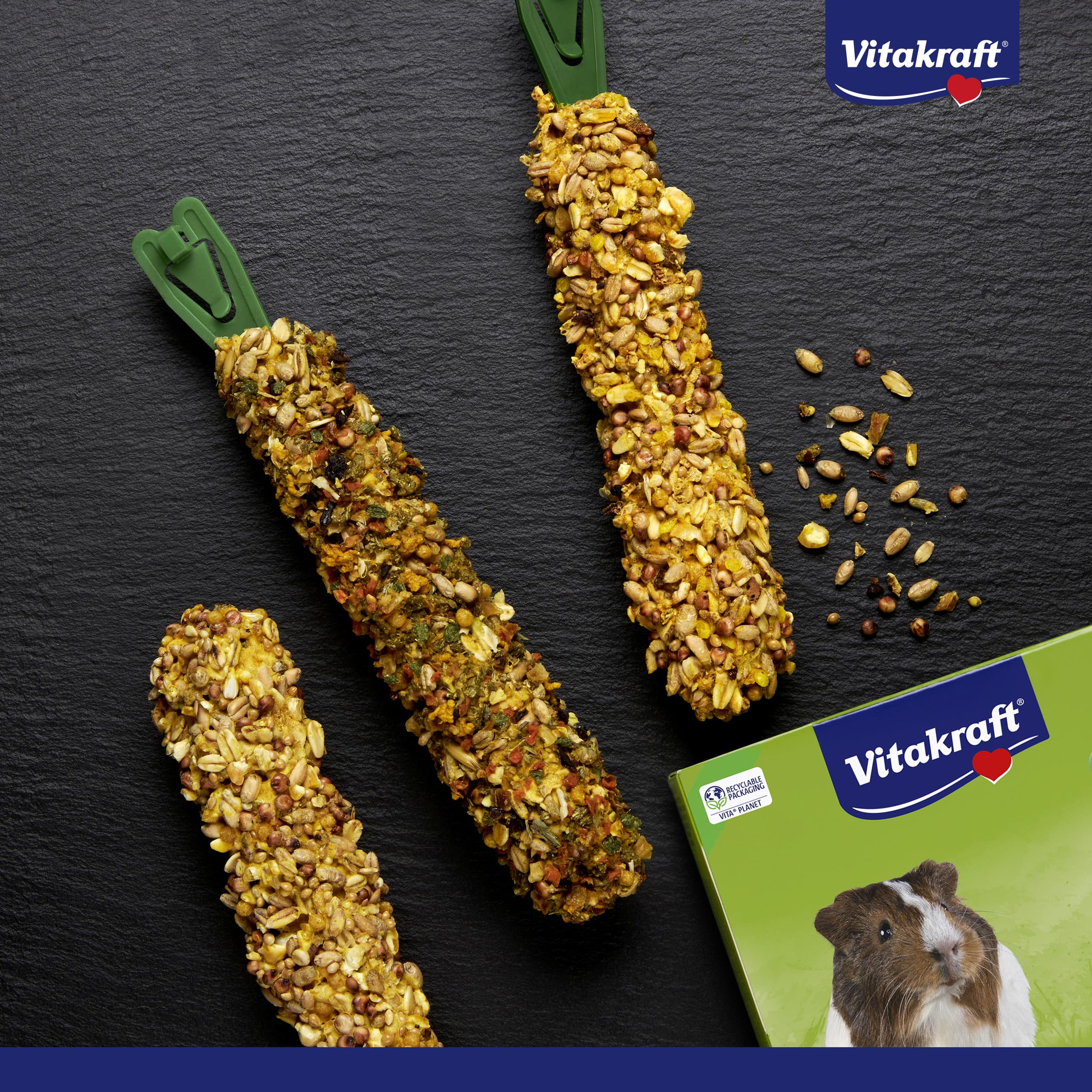 Vitakraft Kräcker Trio Mix Friandise Cochons d'Inde aux agrumes légumes miel - Baguettes vitamines minéraux sans sucre ajouté Lot 10 boîtes 3 baguettes