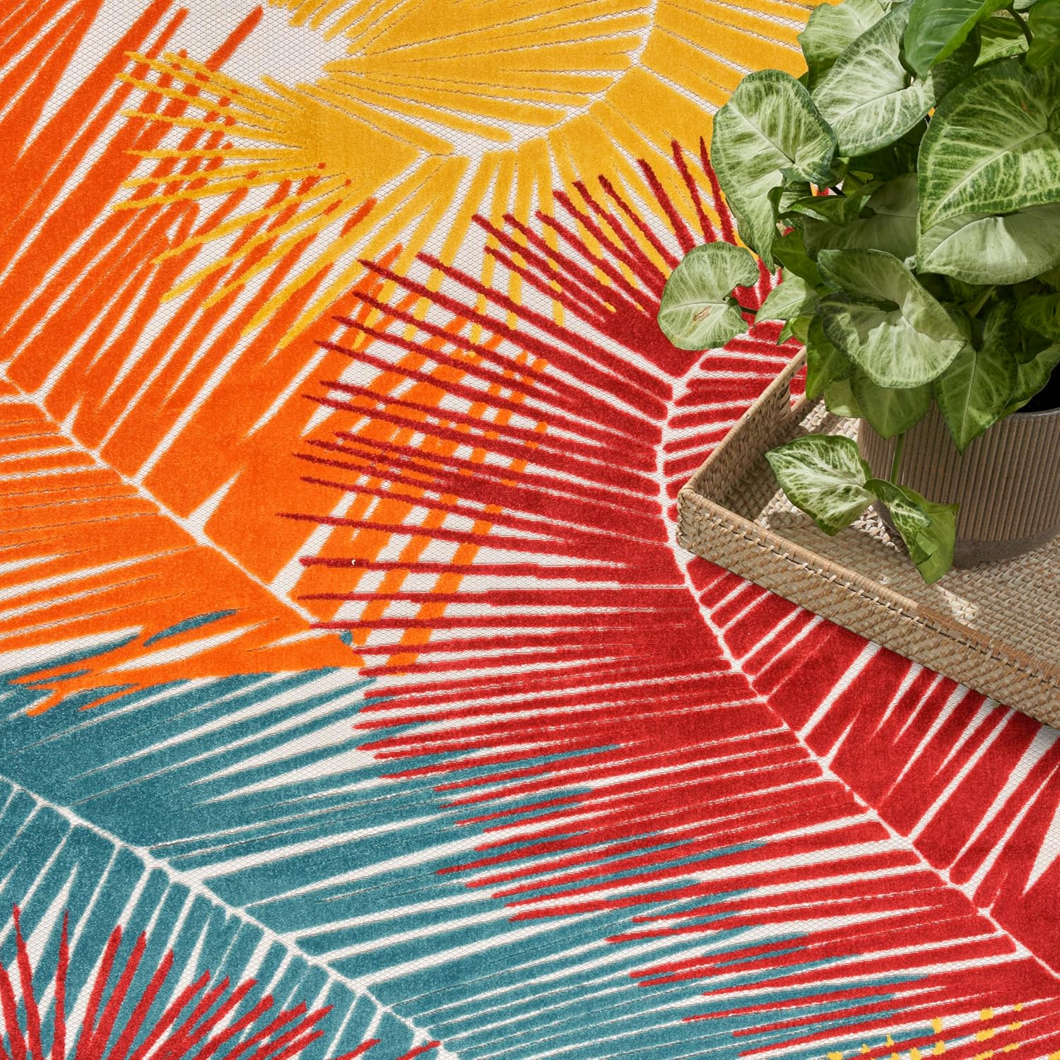 Nourison Home Aloha Multicolor 7'10" x 9'10" Area Rug - Easy Clean, Non Shedding, Bed Room, Living Room, Dining Room, Kitchen (8' x 10')