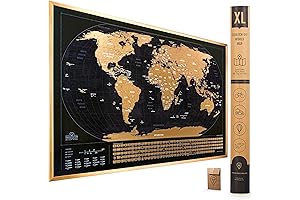 Scratch Off World Map XL - Full Map with Flags & USA States
