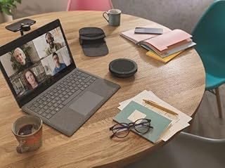 Jabra Speak2 40 tragbare Freisprechlösung, 4 Mikrofone mit Geräuschunterdrückung, 50 mm Breitband-Lautsprecher, Breitband-Audio, mit USB-A und USB-C, für Zoom und Google Meet Zertifiziert, Dunkelgrau