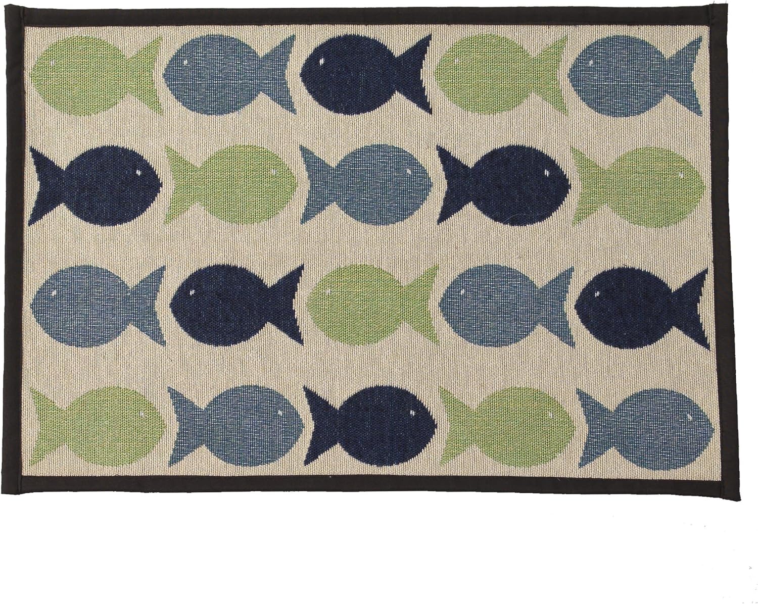 PetRageous 12089 Kool Fish Tapestry Dog and Cat Non-Skid Machine Washable Mat for Pet Feeding Areas with Rubber Backing 13-Inch by 19-Inch for Dogs and Cats, Grey